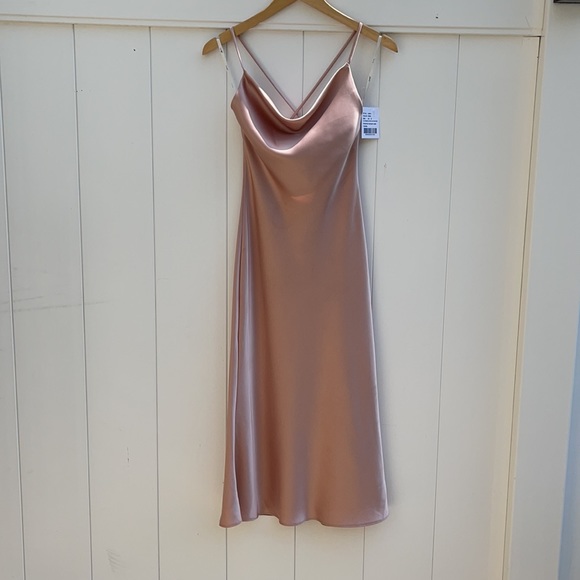 NWT Lovely Bridesmaids Dessy Collection - Toasted Sugar Piper Slip Dress XS - Picture 5 of 12